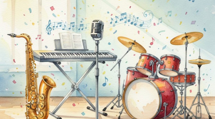 Musikinstrumente Aquarell KI generiert